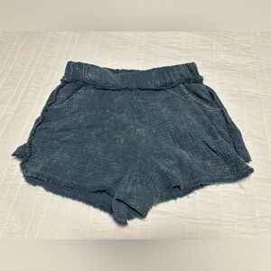 Grace & Lace 100% Cotton Gauze Shorts Blue Grey Large NWT